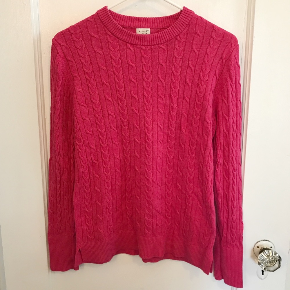 Pink cable knit sweater